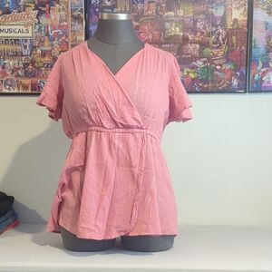 Gauze Pink Wrap Blouse